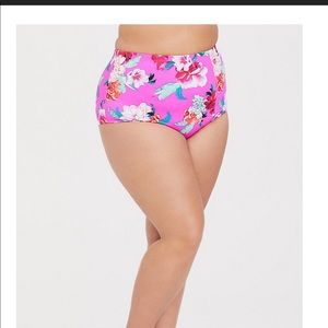 Torrid size 1 neon pink floral swim bottoms